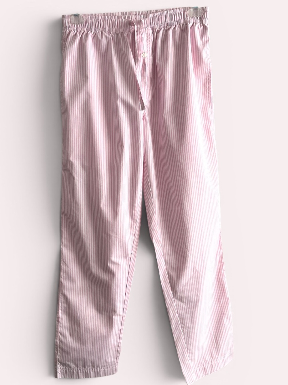 Sleep Pants Pink White Striped Lightweight Crisp Cotton Blend Size M (est)